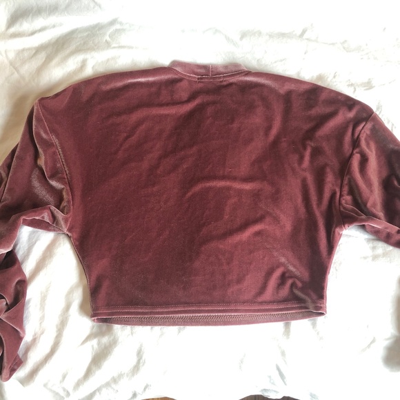 Boohoo Velvet Cropped Sweater with Ruched Sleeves - Picture 4 of 5